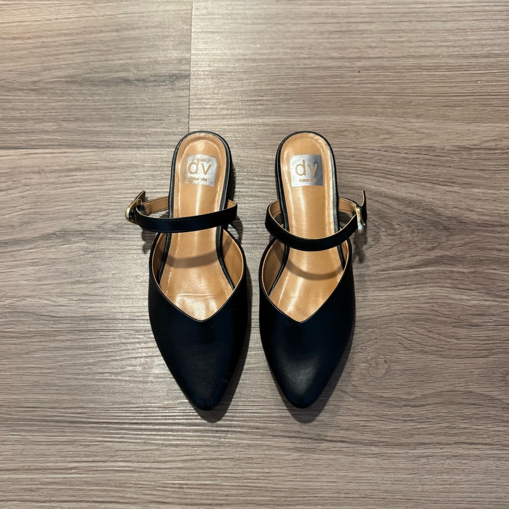 DV by Dolce Vita Black Pointed Flats with Buckle Strap